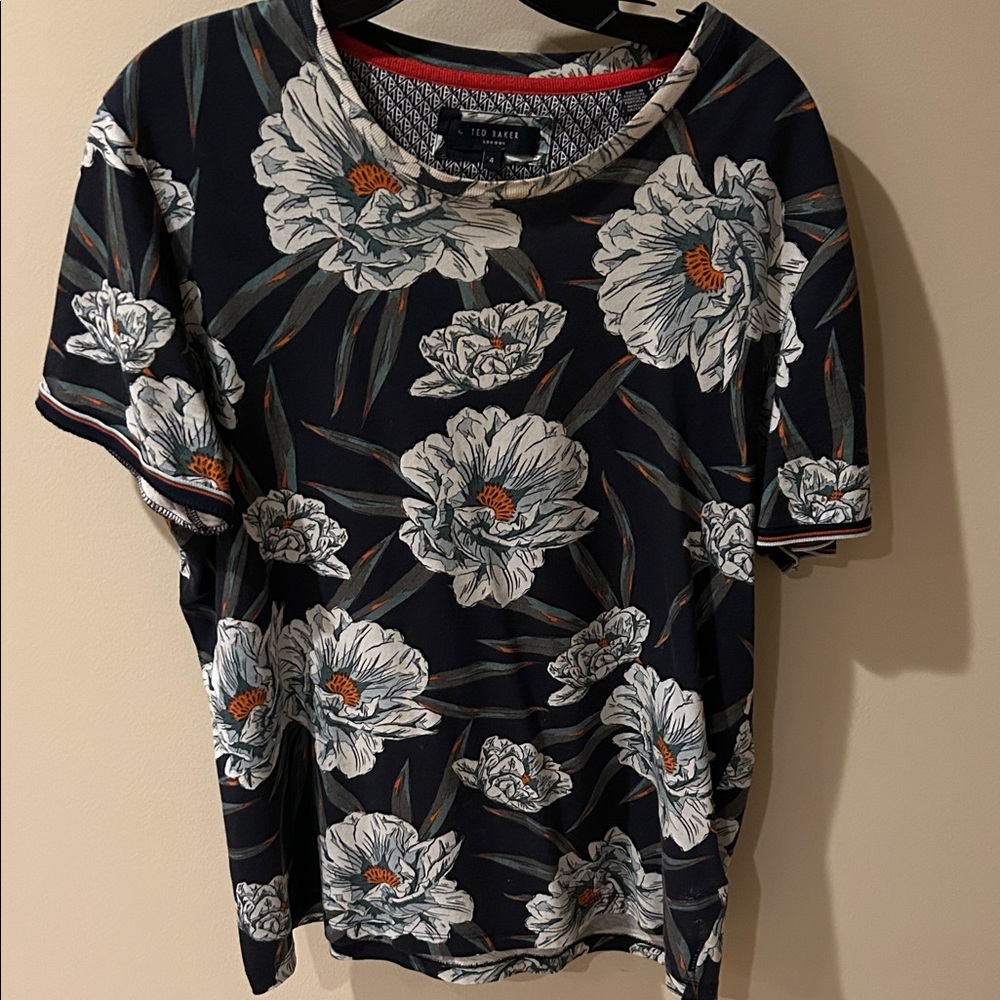 Ted Baker Navy Floral Short Sleeve Top